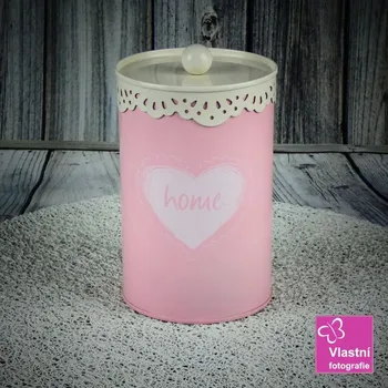 Dóza na potraviny Plechová dóza růžová- Home 13 cm