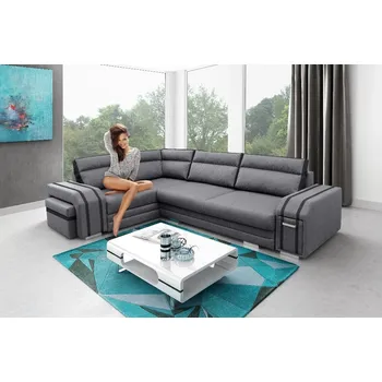 Obývací stěna Sedací souprava Avanti L tm.šedá/černá