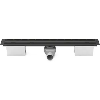 Lineární plastový žlab černý 850 mm, line černá, s bočním odtokem D 50 a otočným sifonem