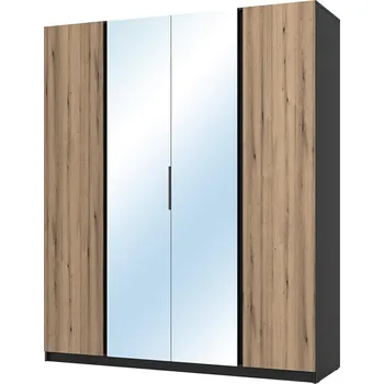 Šatní skříň Šatní skříň KAJA 2F 2LU | 200 cm | se zrcadly | VYSOKÁ | černá/evoke