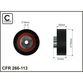 Vratná/vodicí kladka, klínový žebrový řemen Caffaro 266-113