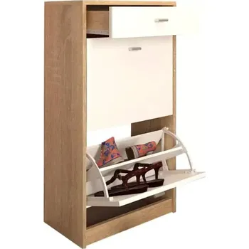 Botník Dvouřadý botník VIVAT NEW TYP 1 - bílá / dub sonoma - SLEVA 3% s kodem radost25