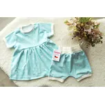 AMÁLKA Letní, tyrkysové šaty s kraťásky, malé květinky Velikost: 86