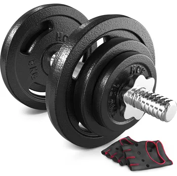 Hop-Sport Litinová činka Hop-Sport 1x20kg s rukavicemi