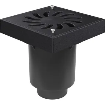 Kanalizační potrubí Kanalizační vpusť spodní D160/D110-250 suchá klapka, litinový rámeček, mřížka SUN se zámkem