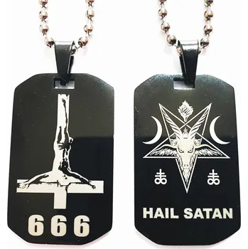 Vojenské psí známky HeLLTag - náhrdelník - 666 - Hail Satan - DT black