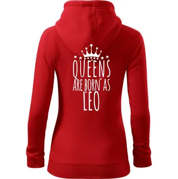 Dámská mikina Queens are born as Leo - Lev - Dámská mikina trendy zipper s kapucí - M ( Červená )