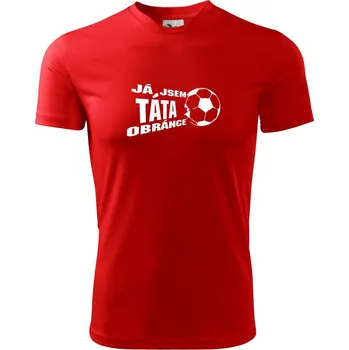 Pánské tričko Já jsem táta - máma obránce - fotbal - Pánské triko Fantasy sportovní (dresovina) - L ( Červená )