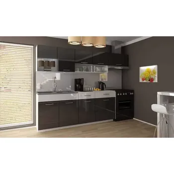 Kuchyňská linka Kuchyňská linka Samara 180/240 černý lesk/bílý pás - doprava zdarma - SLEVA 3% s kodem radost25