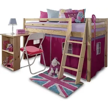 Dětská postel Postel ALZENA s PC stolem, 90x200 cm - borovicové dřevo / růžová - SLEVA 3% s kodem radost25