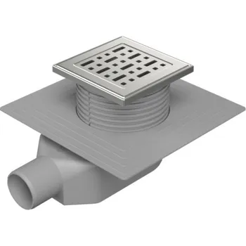 Odvodňovací žlab Snížený sifon boční D50, límec, nerez rámeček, mřížka FACE