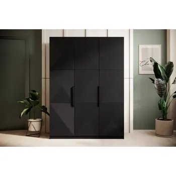 Šatní skříň Šatní skříň Asha 150, černý mat / černé úchyty