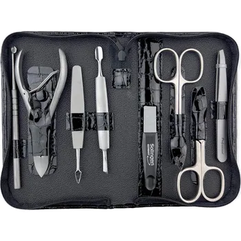 GLOBOS Dámská kožená manikúra s nůžkami Solingen 925-89 černá kroko