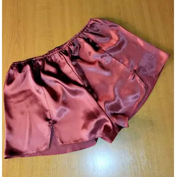 Kalhotky Luxusní dámské saténové kalhotky/šortky 6013-3 vínová S / L / XL