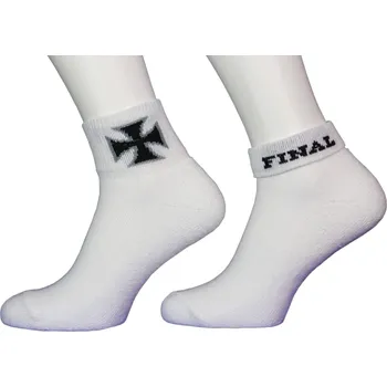 Pánské ponožky Ponožky FINAL "OHRNOVAČKY - KŘÍŽ" bílo černo šedý Barva: Bílá s černou a šedou, Velikost: 9-10 (43-44)