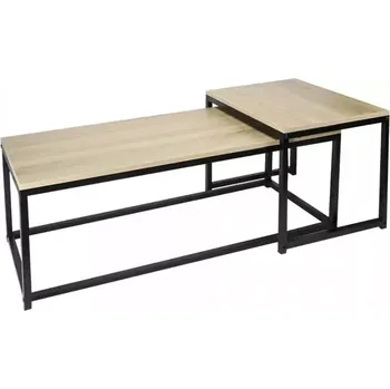 Konferenční stolek Set 2 konferenčních stolků KASTLER NEW TYP 2 - dub sonoma/černá - SLEVA 3% s kodem radost25