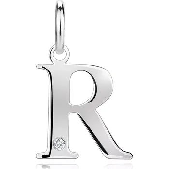 Přívěsek Diamantový přívěsek ze stříbra 925 - velké písmeno R, kulatý briliant