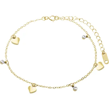 Náramek JSB bijoux s.r.o. Zlatý ocelový náramek s ověsy srdcí a krystalů Swarovski Crystal