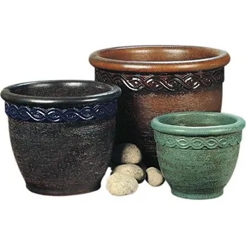 Zahradní dekorace ZahradniDekorace venkovní keramické květináče - váza pletená, výška 65cm ODSTÍN-GLAZURA: 2.starohnědá-černý lem-SHC