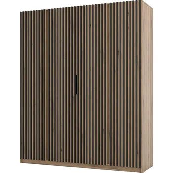 Šatní skříň Šatní skříň KAJA 4LAM | 200 cm | bez zrcadla | VYSOKÁ | evoke + černé lamely