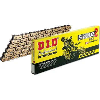 Řetězová sada pro motocykl Motokrosový závodní řetěz D.I.D Chain 520DZ2 SDH 112 L Zlatá/Černá