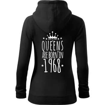 Dámská mikina Queens are born in 1968 - Dámská mikina trendy zipper s kapucí - S ( Černá )