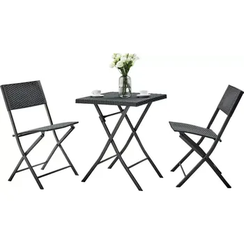 Zahradní stůl Zahradní ratanový set 1+2, černá, FARUK - SLEVA 3% s kodem radost25