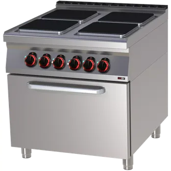 Sporák Sporák elektrický se statickou elektrickou troubou GN 2/1 - 4x plotýnka 400 V | REDFOX - SPQT 90/80 21 E