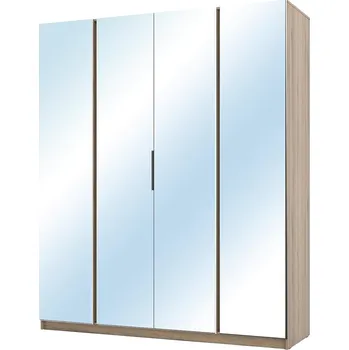 Šatní skříň Šatní skříň KAJA 4LU | 200 cm | se zrcadly | VYSOKÁ | evoke/černá