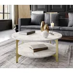 Designový konferenční stolek Rawiya 90 cm bílý/zlatý