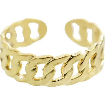 Prsten JSB bijoux s.r.o. Zlatý ocelový prsten pevný řetěz bez krystalů