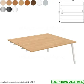 Psací stůl USD A 1800 R Hobis UNI - Stůl pracovní zdvojený řetězící 180 x 160