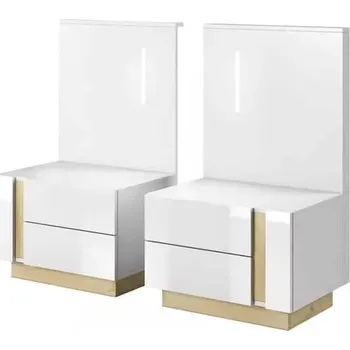 Noční stolek Dva noční stolky - CITY bílá/dub - SLEVA 3% s kodem radost25