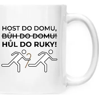 Hrnek malý bílý s potiskem Host do domu, hůl do ruky!