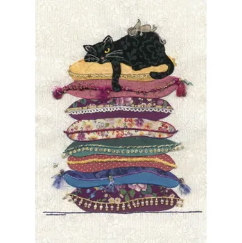 Luxusní přání BUG ART Kočka na polštářích (Blahopřání v obálce s kočkou, kočka)