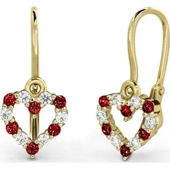 Náušnice Couple, Dětské náušnice Viola, žluté zlato a červené zirkony, 585-66-3-0241.0Z00.0.00.104.14