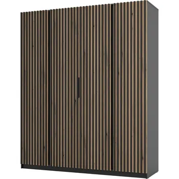 Šatní skříň Šatní skříň KAJA 4LAM | 200 cm | bez zrcadla | VYSOKÁ | černá/evoke + lamely