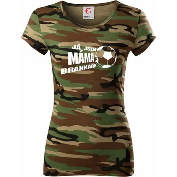 Dámské tričko Já jsem táta - máma brankáře - fotbal - Dámské maskáčové triko - XL ( Hnědý maskáč )