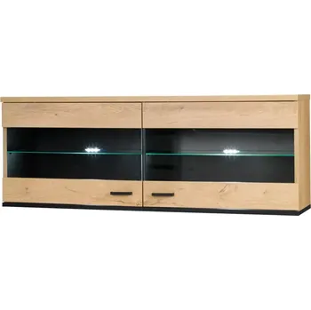 Vinotéka Závěsná vitrína Jocker R9 dub lefkas/černá - SLEVA 3% s kodem radost25