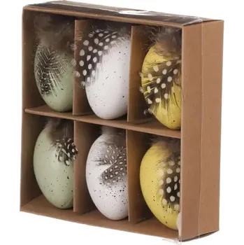 Velikonoční dekorace Vajíčka plastová v krabičce(6 kusů) VEL7002 YEL - SLEVA 3% s kodem radost25