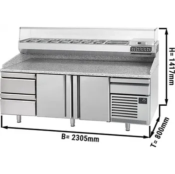 Lednice G.Gastro Chladicí stůl na pizzu (EN) - se 2 dveřmi & 2 neutrálními šuplíky 1/2
