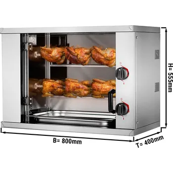 Kuchyňský gril G.Gastro Mini gril na kuřata - elektrický - se 2 rožni pro 6 kuřat