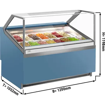 Vinotéka G.Gastro Commercial Ivy Ice Cream Display Freezer – 14 × 5 L Napoli pans - 1292 mm - Ventilated - Blue