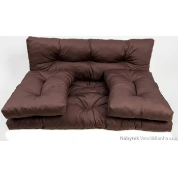 Podsedák polstry na zahradní nábytek, polstry na paletový nábytek s opěrkou a polštáři hnědý lkv