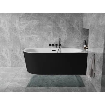 Vana Besco Avita A-line asymetrická vana volně stojící 150 x 75 cm pravá sifon černá barva černá VANAVITAL15PBBW