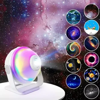 Noční světlo LED RGB noční lampa s vestavěným reproduktorem, projektor hvězd (3v1 - Projektor hvězd, noční světlo, Bluetooth reproduktor)