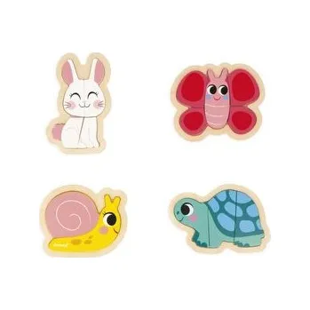 Puzzle Janod Dřevěné vkládací puzzle pro děti Zahrada 4v1