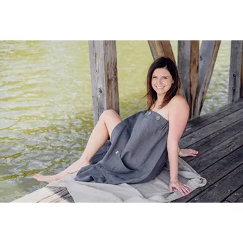 Nelly Dámský lněný saunový kilt, barva šedá, velikost 80x120cm