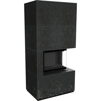 Krbová vložka KRATKI FLOKI BOX 8 kW OXIDE NERO - modulový krb pravý