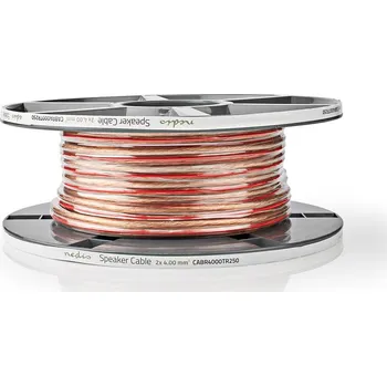 Audio kabel Nedis reproduktorový kabel 2 x 4 mm měděný, transparentní, 25 m cívka (CABR4000TR250)